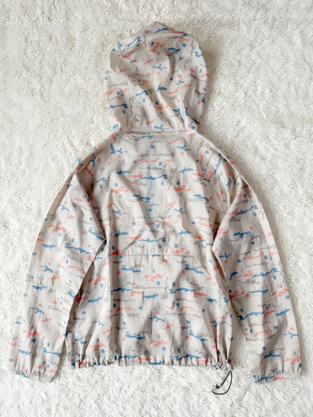 VTG 90s Y2K Chums Beige Duck Print Lightweight Anorak Windbreaker Hooded Jacket - Picture 3 of 10